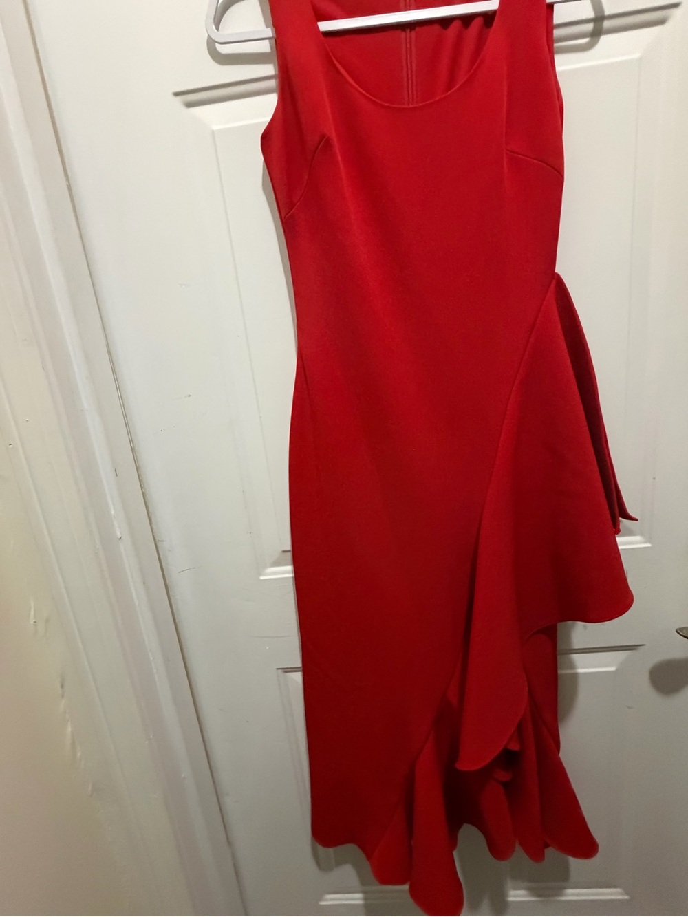 Badgley Mischka Red Ruffle Asymmetric Dress Sz 0
